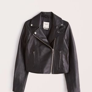 NWT Abercrombie and Fitch Vegan Leather Moto Jacket Black Size S